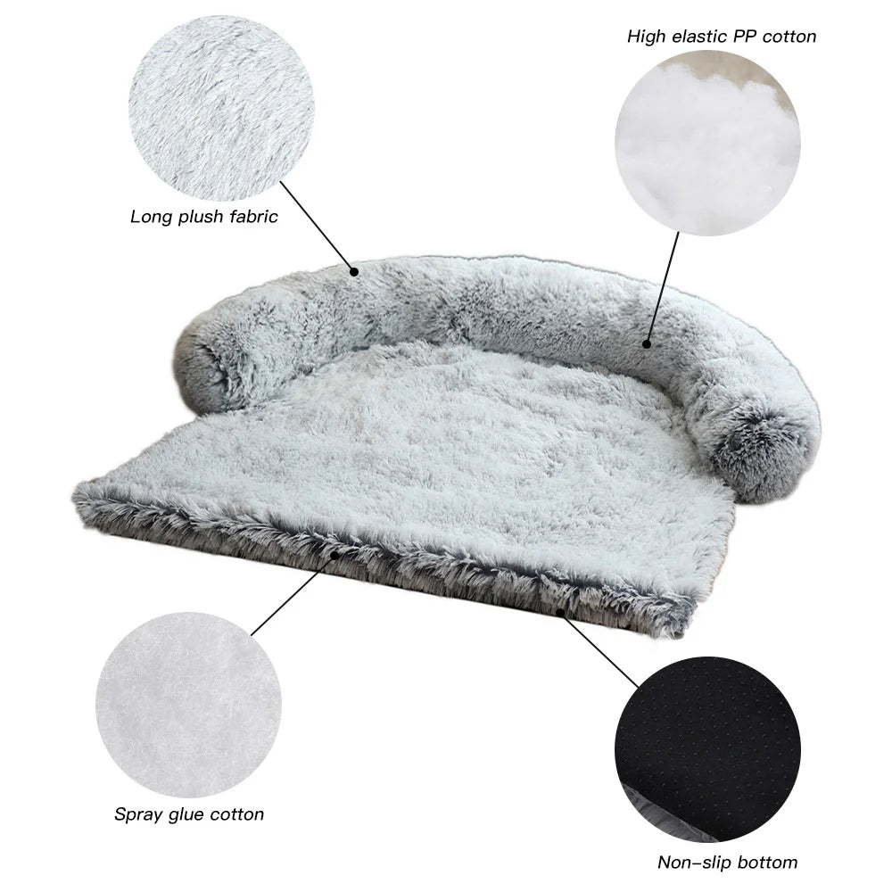 Cozy Removable Plush Large Dog Bed - Washable Calming Cushion for Cats & Dogs, Perfect for Winter!