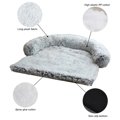 Cozy Removable Plush Large Dog Bed - Washable Calming Cushion for Cats & Dogs, Perfect for Winter!