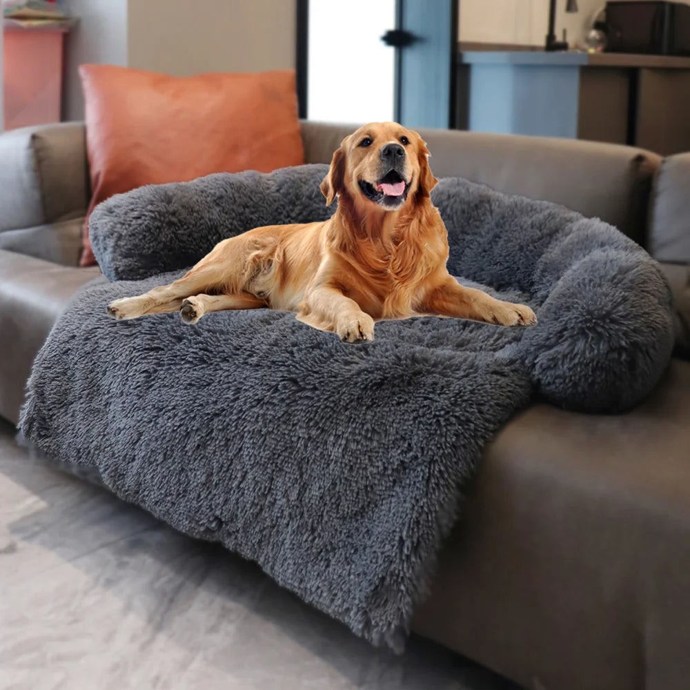 Cozy Removable Plush Large Dog Bed - Washable Calming Cushion for Cats & Dogs, Perfect for Winter!