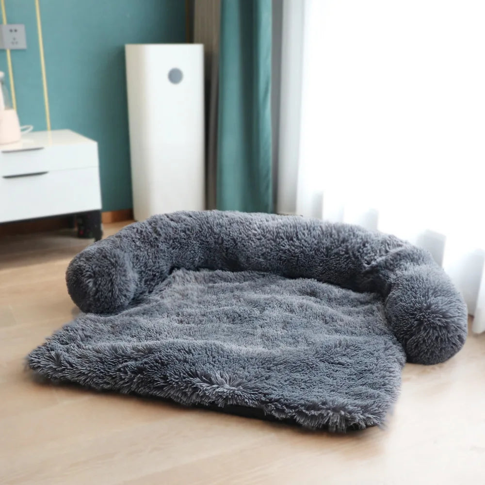 Cozy Removable Plush Large Dog Bed - Washable Calming Cushion for Cats & Dogs, Perfect for Winter!