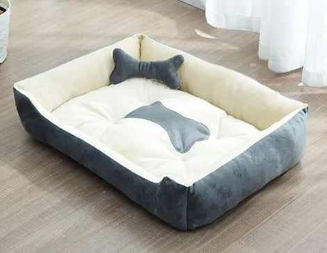 Cozy Removable Plush Large Dog Bed - Washable Calming Cushion for Cats & Dogs, Perfect for Winter!